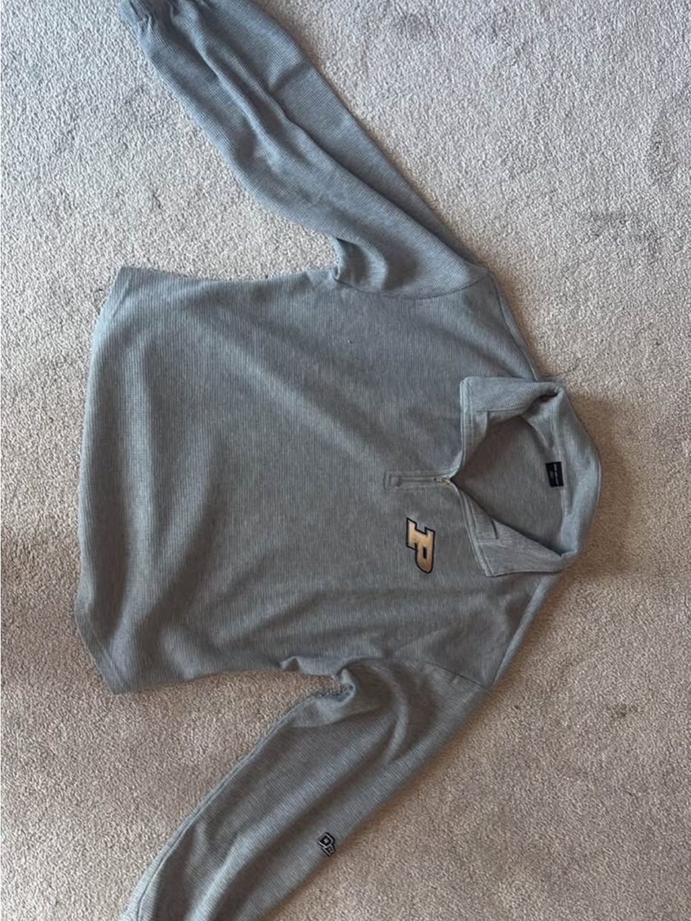Gray Women's Quarter-Zip Pullover Hoodie with 'P' Chest Patch